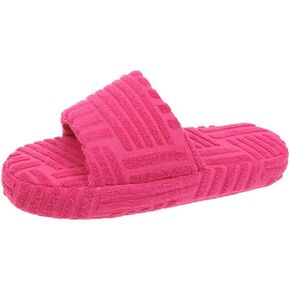 House Slippers for Women Furry Open Toe Comfy Slip On Women's Indoor Outdoor Slippers Non-Slip Flat Slide Sandals