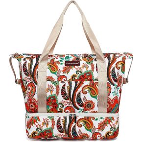 حقيبة حمل كبيرة للسفر من Canvaslove حقيبة عطلة نهاية الأسبوع للنساء حقيبة ليلية مع حجرة للأحذية (وردي أزرق) in Kuwait