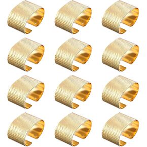 Napkin Rings, Metal Scroll Napkin Ring Holder for Christmas Dinner Wedding Birthday Party Family Gathering Table Decoration (12 Pack Gold)