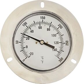مقياس PIC V35WFF-300 مقاس 3.5 بوصة، 0/300 درجة فهرنهايت، 5 أقدام. شعرية من الفولاذ المقاوم للصدأ، حامل خلفي مركزي عريض ذو شفة أمامية، مقياس حرارة مضاد للاهتزاز مع علبة من الفولاذ المقاوم للصدأ، عدسة بولي كربونات، ومصباح عادي من الفولاذ المقاوم للصدأ مقاس 