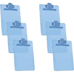 Acrimet Clipboard Memo Size A5 (9 1/4" x 6 1/3") Premium Metal Clip (Plastic) (Blue Color) (6 Pack)