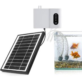 Solar Aquarium Air Pump Water Oxygen Aerator Pump Fish Tank Oxygenator with Air Stone Airline Tubing,for Gardening Water Circulation,Small Pond