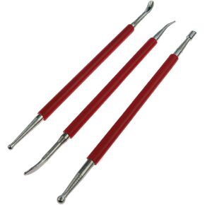 3pcs Leather Craft Tool Modeling Point Stylus Modelling Carving Tool Spoon Balls Embossing Carving Blade Press Tool