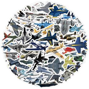 60pcs Fighter Plane Stickers Cool Trendy Warplane Waterproof Stickers for Adult Laptops Military Aircraft Stickers for Teens Men Water Bottles Bumper Luggage Phone Skateboard Bike