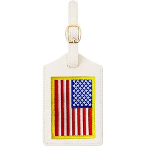 Initial Luggage Tag for Suitcase, Embroidered Letter Unique Leather Bag Tags Identifiers Privacy Cover ID Label for Women Men Kids Girls Cruise Airport Travel, American Flag