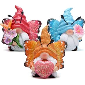 Hodao Spring Butterfly Gnomes Decorations Indoor Home Decor Scandinavian Tomte Elf Decor Gifts 3pcs Summer Resin Butterfly Elf Dwarf Kitchen Tiered Tray Decor