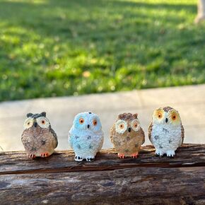 Miniature Figurine Tiny Owl Decoration for Mini Garden Micro Landscape Terrarium- 4 pcs Owls