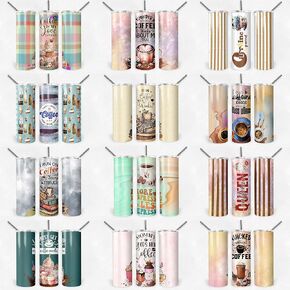 36 pc. Coffee Bundle Variety Pack, Tumbler Sublimation Wrap, Tumbler Transfer, Ready to Press Sublimation Transfer - 20 oz Straight Tumbler, Skinny Tumbler in Saudi Arabia