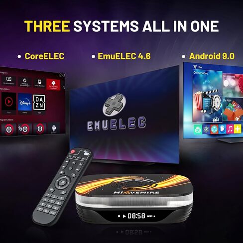 وحدة تحكم HiAvenire Super Console X3 Plus Retro Game Console مثبتة مسبقًا في أكثر من 60000 لعبة، ونظام تشغيل Android 9.0 وEmuelec 4.6 في شريحة واحدة، وشريحة s905X3، مع 2 لوحة ألعاب in Saudi Arabia