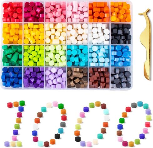 1000 قطعة من خرز الشمع لمجموعة ختم ختم الشمع. 24 لونًا من خرزات الشمع الختم. مجموعات ختم الشمع لطوابع الحرف اليدوية وأدوات القرطاسية وشمع الختم ومشاريع الشمع ومجموعات ختم الشمع in Kuwait