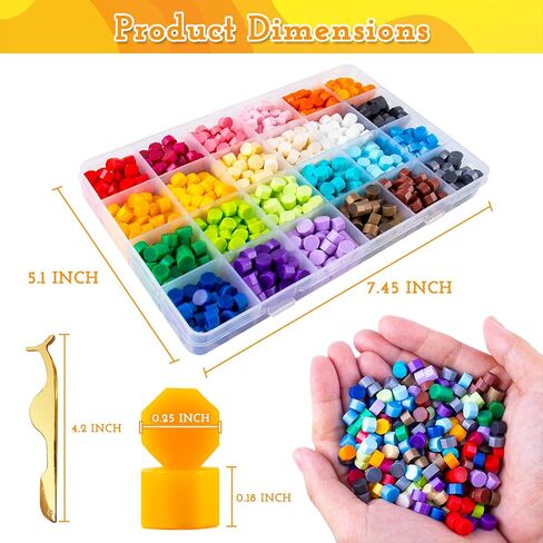 1000 قطعة من خرز الشمع لمجموعة ختم ختم الشمع. 24 لونًا من خرزات الشمع الختم. مجموعات ختم الشمع لطوابع الحرف اليدوية وأدوات القرطاسية وشمع الختم ومشاريع الشمع ومجموعات ختم الشمع in Kuwait