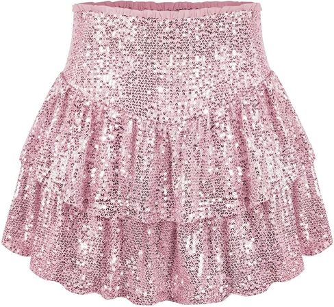 تنانير نسائية قصيرة مع شورتات لطيفة بخصر عالٍ ومكشكشة ومزينة بالترتر وبريق لامع، تنانير قصيرة ليلية وحفلات النادي in Saudi Arabia
