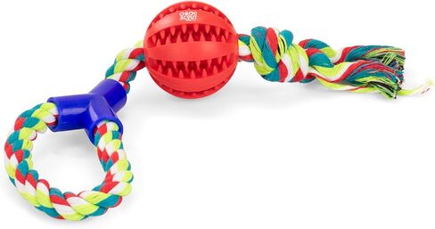 Good Scout Rubber Dental Ball & Cotton Rope Dog Toys for Tugging & Chewing, Best Dog Toy for Fetch, Aggressive Chew Toy for Puppies & Adult Dogs, No Stuffing Dog Toy for Medium & Large Dogs, 1.95-Inch in Saudi Arabia