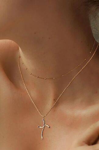 Gold Cross Necklace for Women Jewelry 14K Gold Plated Necklaces 2 Layered Necklace Dainty Cross Pendant Choker Necklace Trendy Jewelry Gifts in Saudi Arabia