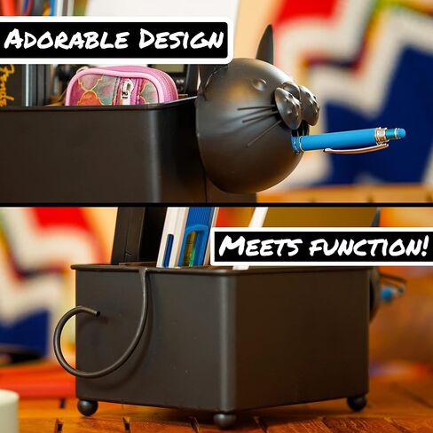 Made Easy Kit Desk Organizer, 1-5 Module Compartments - Storage for Stationery Supplies, Accessories, brushes - Home, Office, School, Dorm, Studio - Build in Pen & Pencil Holder (Black Cat) in Saudi Arabia