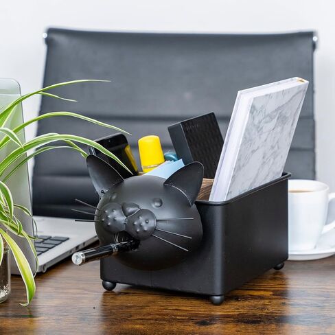 Made Easy Kit Desk Organizer, 1-5 Module Compartments - Storage for Stationery Supplies, Accessories, brushes - Home, Office, School, Dorm, Studio - Build in Pen & Pencil Holder (Black Cat) in Saudi Arabia