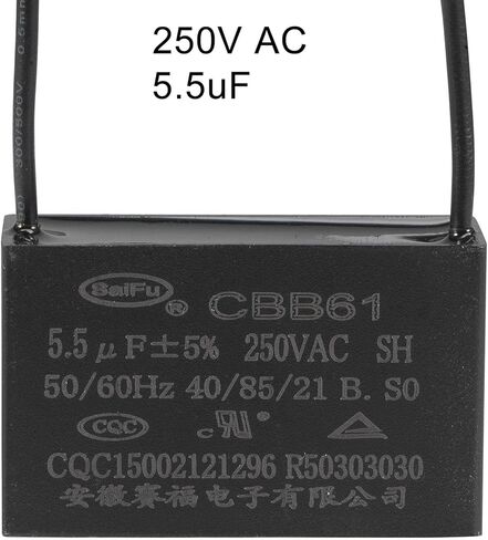 uxcell Ceiling Fan Capacitor CBB61 5.5uF 250V AC 2 Wires Metallized Polypropylene Film Capacitor 47x29x18mm for Electric Fan Pump Motor Generator in Saudi Arabia