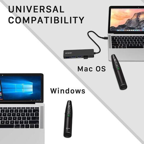 BYEASY Presentation Clicker, 2.4Ghz Wireless Presenter Remote with Green Laser for Presentations 100 FT, RF 2.4GHz PowerPoint Clicker for Powerpoint Presentations and Google Slides P6100 in Saudi Arabia