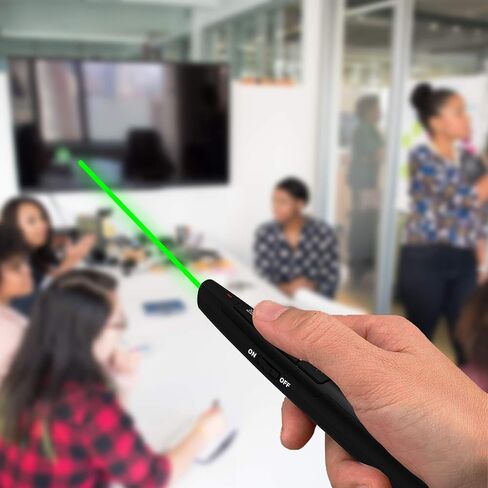 BYEASY Presentation Clicker, 2.4Ghz Wireless Presenter Remote with Green Laser for Presentations 100 FT, RF 2.4GHz PowerPoint Clicker for Powerpoint Presentations and Google Slides P6100 in Saudi Arabia