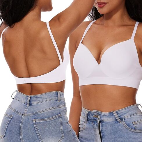 Push Up Bra for Women Full Coverage Underwired Deep V Plunge Bra Seamless Low Back Bra with Convertible Straps T-Shirt Bra in Saudi Arabia