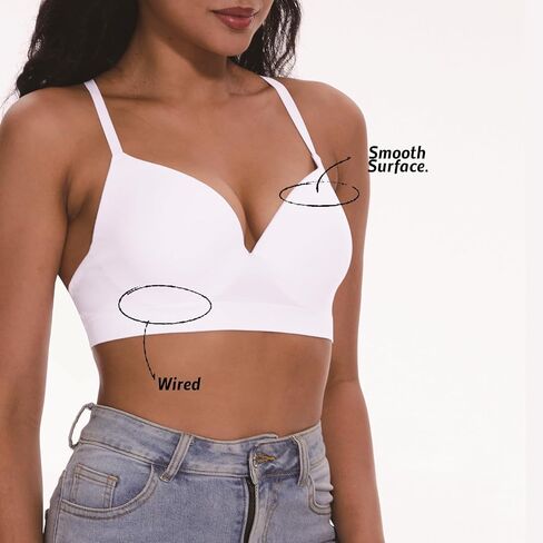 Push Up Bra for Women Full Coverage Underwired Deep V Plunge Bra Seamless Low Back Bra with Convertible Straps T-Shirt Bra in Saudi Arabia