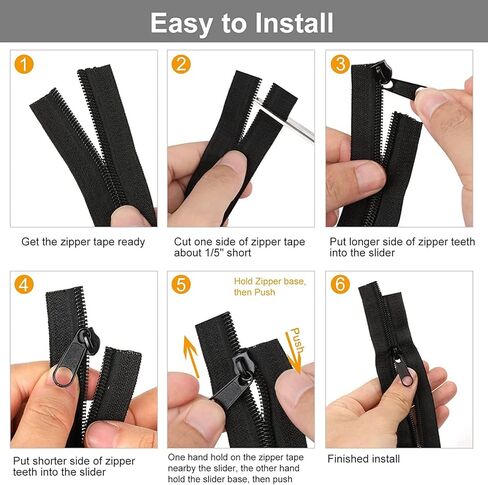 سحاب كبير من TBACW بطول 5 ياردات، 5 سحابات للخياطة، سحاب ملفوف من النايلون الأسود بالياردة، سحاب خياطة بديل مع 20 قطعة منزلق بسحاب لحقائب الخياطة اليدوية in Kuwait