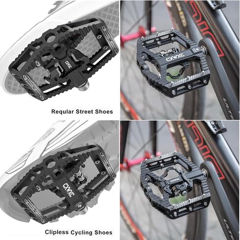 دواسات الدراجة الجبلية مزدوجة الوظيفة - دواسات دراجة مزدوجة الجوانب، دواسات مسطحة وبدون مشابك - 3 محامل محكمة الغلق، دواسات منصة دراجة 9/16 بوصة in Kuwait