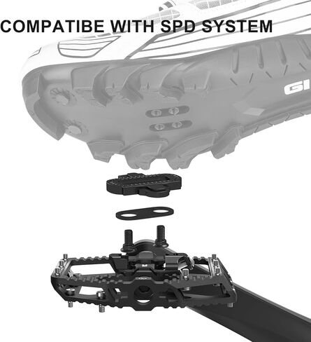 دواسات الدراجة الجبلية مزدوجة الوظيفة - دواسات دراجة مزدوجة الجوانب، دواسات مسطحة وبدون مشابك - 3 محامل محكمة الغلق، دواسات منصة دراجة 9/16 بوصة in Kuwait