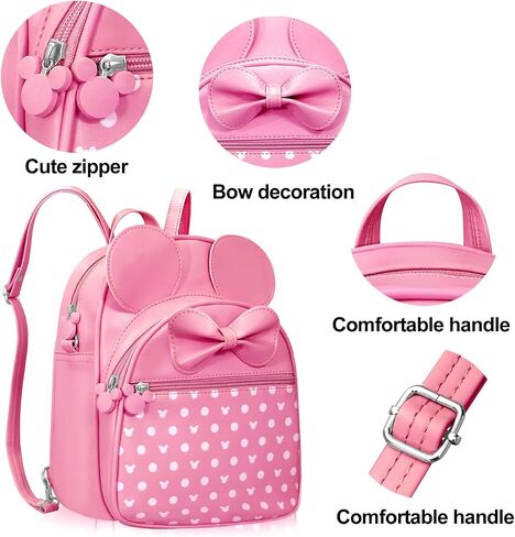 Voikukka Black Mini Backpack for Girls Small Backpack Purse Leather Cute Kids Travel Backpacks Gift Mouse backpack for Little Girls Childrens Backpack Toddler Girl Backpacks in Kuwait