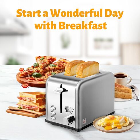 محمصة خبز من الفولاذ المقاوم للصدأ مكونة من شريحتين من هيلسمارت مع فتحة واسعة للغاية وصينية فتات الخبز القابلة للإزالة، 5 إعدادات للظل ووظيفة الخبز/إزالة الصقيع/الإلغاء، فرن صغير الحجم قديم، لمختلف أنواع الخبز والوافل، فضي in Kuwait