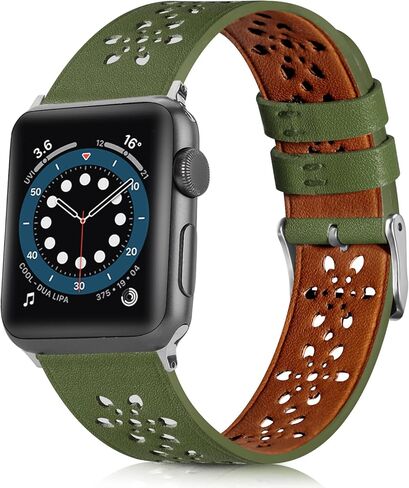 Leather Band Compatible with Apple Watch Band 49mm 45mm 44mm 42mm 41mm 40mm 38mm, Hollow-Out Lace Strap Replacement Band Strap for Apple Watch Ultra SE2 SE Series 8 7 6 5 4 3 2 1 in Kuwait