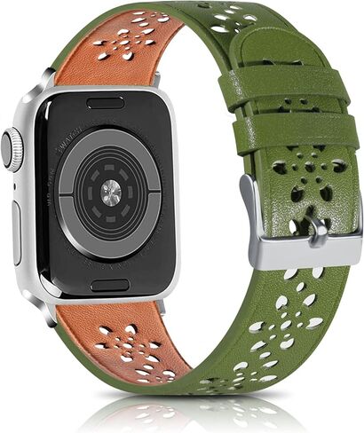 Leather Band Compatible with Apple Watch Band 49mm 45mm 44mm 42mm 41mm 40mm 38mm, Hollow-Out Lace Strap Replacement Band Strap for Apple Watch Ultra SE2 SE Series 8 7 6 5 4 3 2 1 in Kuwait