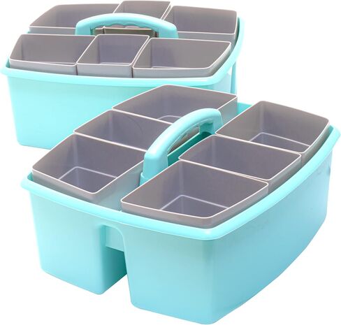 Storex Large Classroom Caddy with Cups, 13 x 11 x 6.575 Inches, Teal, Case of 2 (00984U02C) in Saudi Arabia