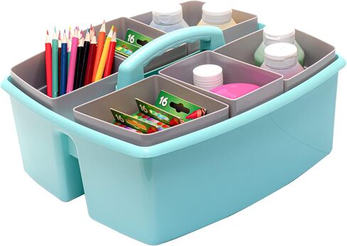 Storex Large Classroom Caddy with Cups, 13 x 11 x 6.575 Inches, Teal, Case of 2 (00984U02C) in Saudi Arabia