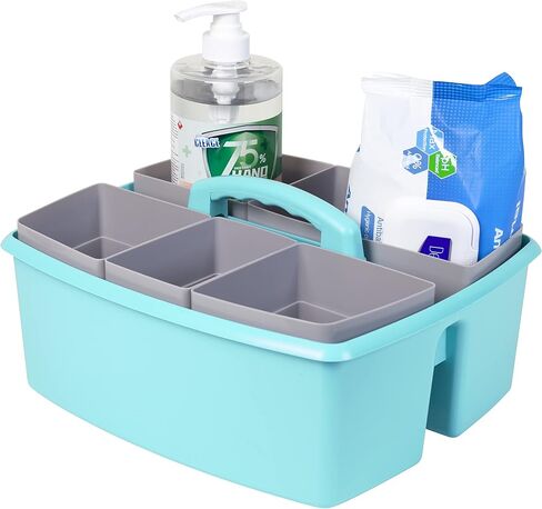 Storex Large Classroom Caddy with Cups, 13 x 11 x 6.575 Inches, Teal, Case of 2 (00984U02C) in Saudi Arabia