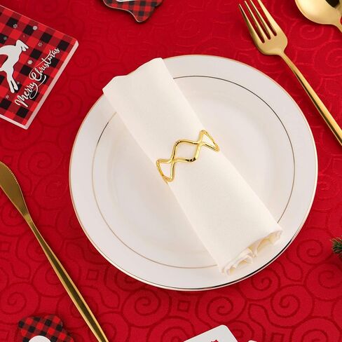 مجموعة حلقات مناديل عيد الميلاد مكونة من 12 - حامل مناديل من حجر الراين الذهبي لحفلات عشاء عيد الميلاد وديكور طاولة عيد الميلاد في المزرعة in Kuwait