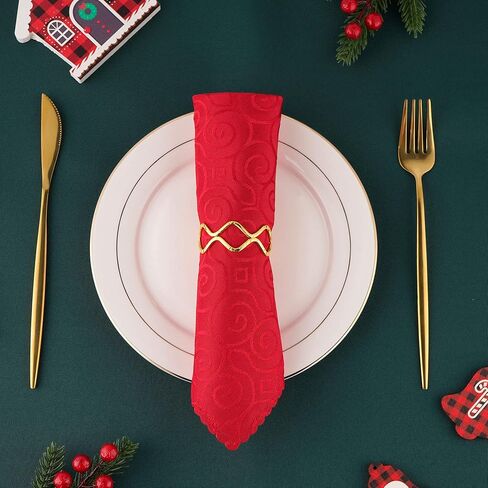 مجموعة حلقات مناديل عيد الميلاد مكونة من 12 - حامل مناديل من حجر الراين الذهبي لحفلات عشاء عيد الميلاد وديكور طاولة عيد الميلاد في المزرعة in Kuwait