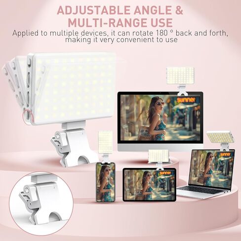 ضوء سيلفي، مصباح هاتف CRI 95+ LED قابل لإعادة الشحن عبر USB، 80 مصباح LED محمول مع 3 أوضاع إضاءة قابلة للتعديل، درجة حرارة لون تصل إلى 9000 كلفن، للهاتف، الكمبيوتر المحمول، iPad، Zoom Call TikTok Video in Kuwait
