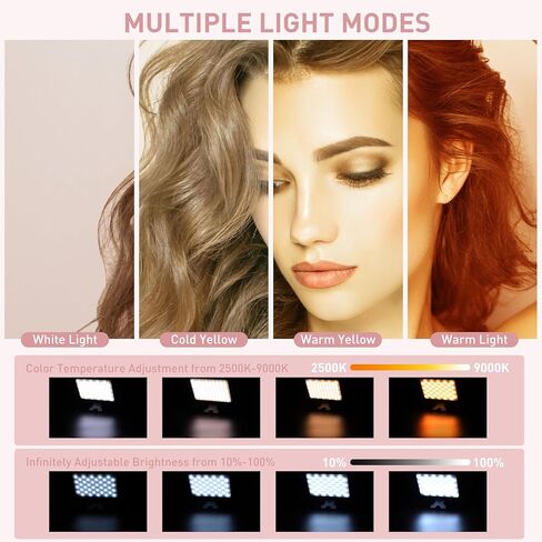 ضوء سيلفي، مصباح هاتف CRI 95+ LED قابل لإعادة الشحن عبر USB، 80 مصباح LED محمول مع 3 أوضاع إضاءة قابلة للتعديل، درجة حرارة لون تصل إلى 9000 كلفن، للهاتف، الكمبيوتر المحمول، iPad، Zoom Call TikTok Video in Kuwait