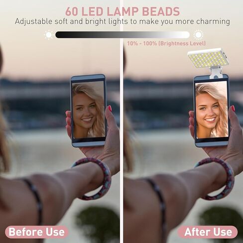 ضوء سيلفي، مصباح هاتف CRI 95+ LED قابل لإعادة الشحن عبر USB، 80 مصباح LED محمول مع 3 أوضاع إضاءة قابلة للتعديل، درجة حرارة لون تصل إلى 9000 كلفن، للهاتف، الكمبيوتر المحمول، iPad، Zoom Call TikTok Video in Kuwait