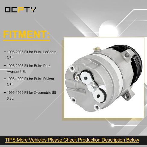 OCPTY تكييف وضاغط للهواء CO 20195C لبويك ليسابر بارك أفينيو ريفييرا لأولدزموبيل 88 LSS ريجنسي لبونتياك بونفيل 3.8L 4.6L 1996-2005 in Saudi Arabia