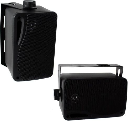 JVC KD-T92MBS Single DIN Marine Motorsports Bluetooth AM/FM USB AUX مشغل أقراص مضغوطة مستقبل ستيريو، بايل 3.5 بوصة 200 واط ذروة الطاقة 3 اتجاهات مقاومة للطقس مكبرات صوت صندوق أسود (زوج)، غطاء راديو in Saudi Arabia