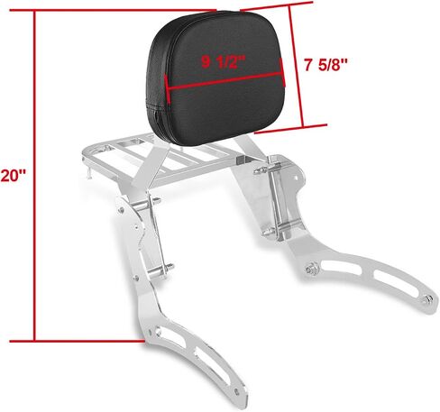 Motorcycle Passenger Backrest Sissy Bar with Luggage Rack for Kawasaki Vulcan 900 VN900 Classic Custom 1996-2023 (Chrome) in Saudi Arabia