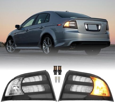 USR UNIQUE STYLE RACING أسود دخان عدسة الأداء مرآة بدوره إشارة الضوء مع إخراج LED العنبر المتسلسل (يسار + يمين) متوافق مع نماذج قاعدة أكورا TL 2007-2008 ونوع S in Kuwait