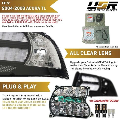 USR UNIQUE STYLE RACING أسود دخان عدسة الأداء مرآة بدوره إشارة الضوء مع إخراج LED العنبر المتسلسل (يسار + يمين) متوافق مع نماذج قاعدة أكورا TL 2007-2008 ونوع S in Kuwait
