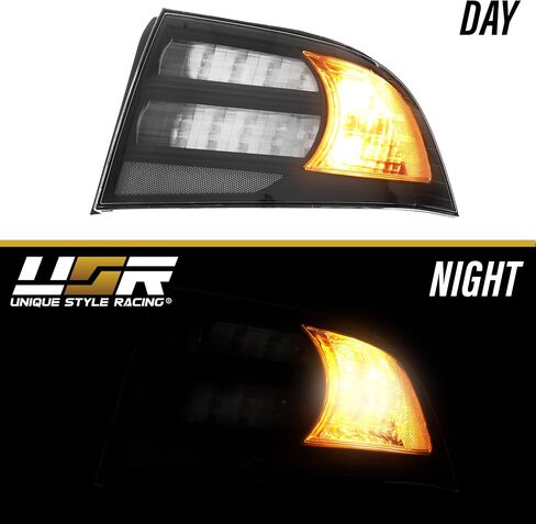 USR UNIQUE STYLE RACING أسود دخان عدسة الأداء مرآة بدوره إشارة الضوء مع إخراج LED العنبر المتسلسل (يسار + يمين) متوافق مع نماذج قاعدة أكورا TL 2007-2008 ونوع S in Kuwait