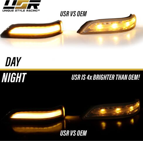 USR UNIQUE STYLE RACING أسود دخان عدسة الأداء مرآة بدوره إشارة الضوء مع إخراج LED العنبر المتسلسل (يسار + يمين) متوافق مع نماذج قاعدة أكورا TL 2007-2008 ونوع S in Kuwait