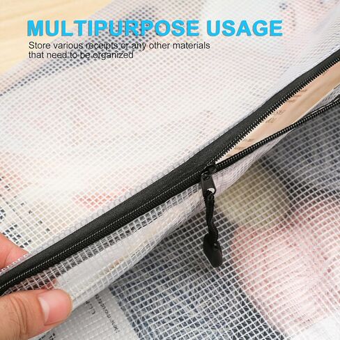 حقيبة شبكية بسحاب، 10 قطع من أكياس المستندات الشبكية بسحاب بلاستيكي مقاس A4، أكياس شفافة بسحاب مقاومة للماء، مجلدات ملفات بسحاب لتنظيم لوازم المكتب المنزلية وتخزين ألعاب الطاولة، 13 × 9.4 بوصة in Kuwait