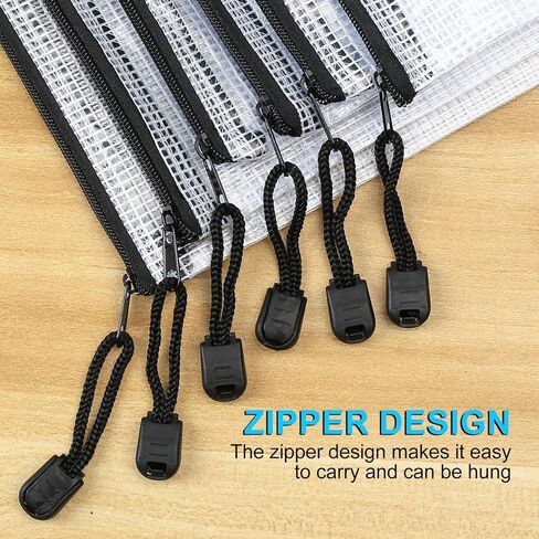 حقيبة شبكية بسحاب، 10 قطع من أكياس المستندات الشبكية بسحاب بلاستيكي مقاس A4، أكياس شفافة بسحاب مقاومة للماء، مجلدات ملفات بسحاب لتنظيم لوازم المكتب المنزلية وتخزين ألعاب الطاولة، 13 × 9.4 بوصة in Kuwait