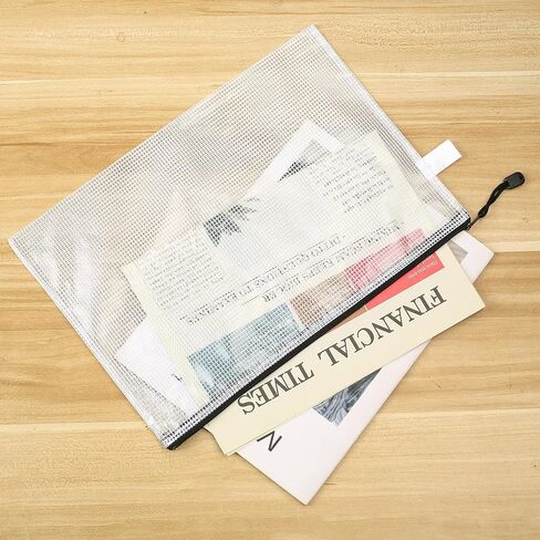 حقيبة شبكية بسحاب، 10 قطع من أكياس المستندات الشبكية بسحاب بلاستيكي مقاس A4، أكياس شفافة بسحاب مقاومة للماء، مجلدات ملفات بسحاب لتنظيم لوازم المكتب المنزلية وتخزين ألعاب الطاولة، 13 × 9.4 بوصة in Kuwait